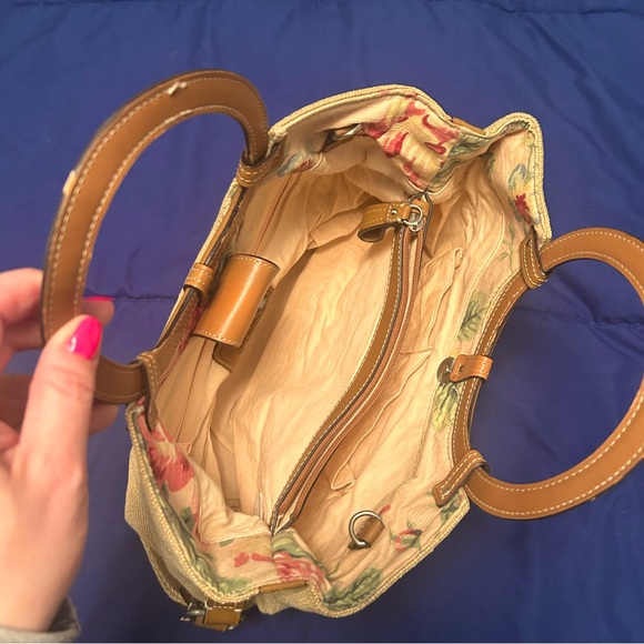 Vintage Fossil woven tan satchel handbag - Picture 4 of 7